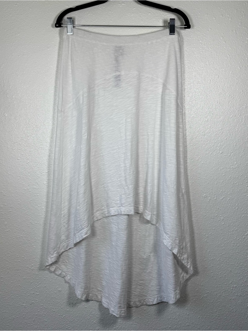 Wilt White 100% Cotton Ribbed Trim High-Low Asymmetric Midi Skirt Size Medium